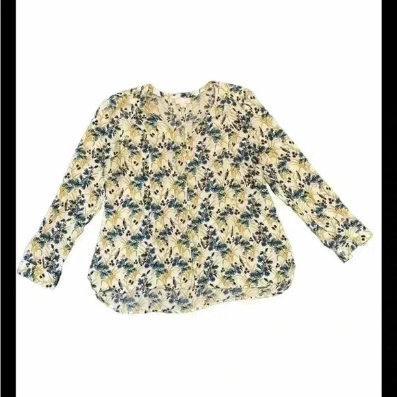 J. Jill 100% Rayon Floral Print Blouse Spring Boho Size Medium - Picture 1 of 4
